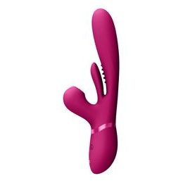 Vive Kura Thrusting G Spot with Flapping Tongue and Pulse Wave Stimulator Pink