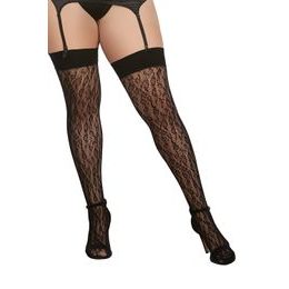 Leopard Fishnet Thigh High Dmd OSQ Black