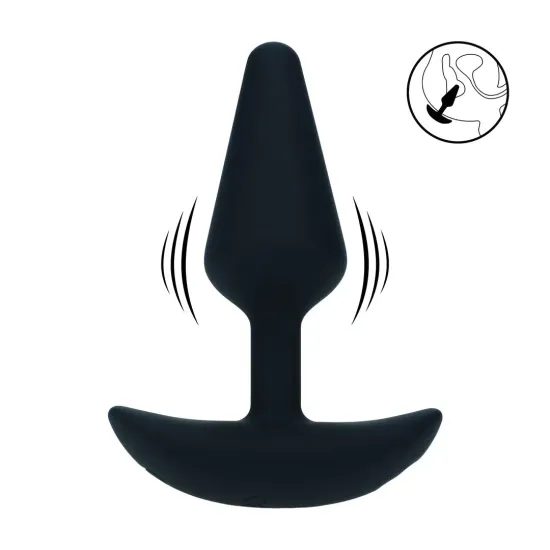 Classic Vibrating Silicone Anal Plug - S - Black