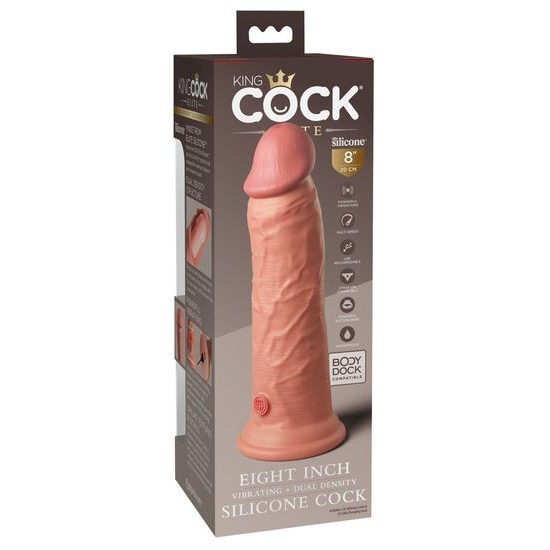 Pipedream King Cock Elite 8 Vibrating Silicone Dual Density Cock Light