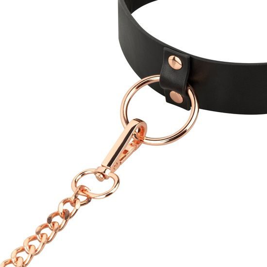 Obojek s vodítkem Rosy Gold Collar with Leash černý