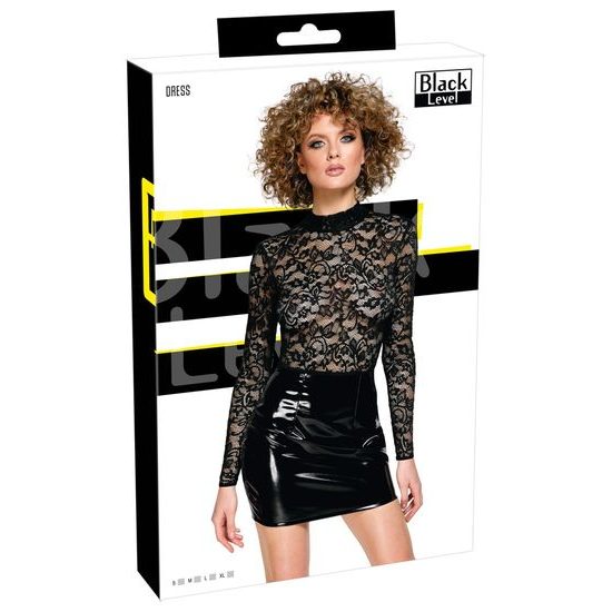 Black Level Vinyl Dress with Lace