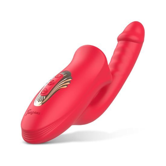 Teazers Dildo with Clitoris Stimulator Red