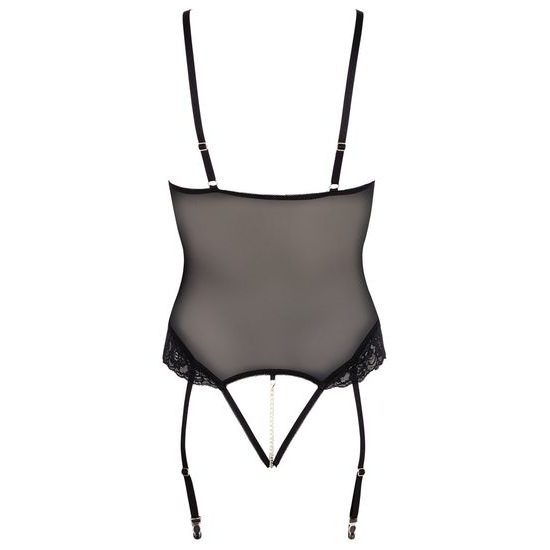 Průhledné body s krajkou a otevřenou podprsenkou S Cottelli Collection Bondage