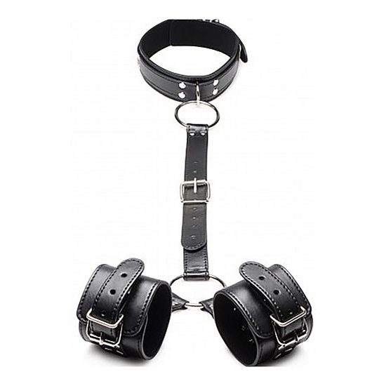 Strict Collar with Cuffs Restraint Set Black