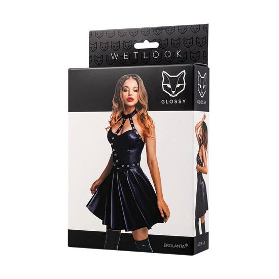 Glossy Marisa Wetlook Dress Black