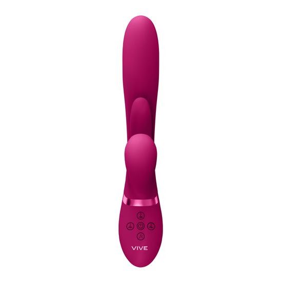 Vive Kura Thrusting G Spot with Flapping Tongue and Pulse Wave Stimulator Pink