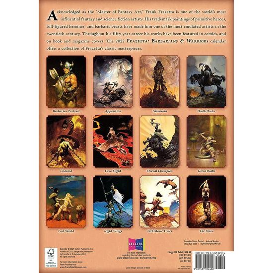 FANTASY ART OF FRAZETTA: BARBARIANS & WARRIORS - 2022 CALENDAR