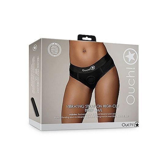 Ouch! Vibrating Strap-on High-cut Brief M/L