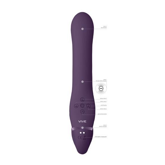 VIVE Ai Dual Vibrating & Air Wave Tickler Strapless Strapon Purple