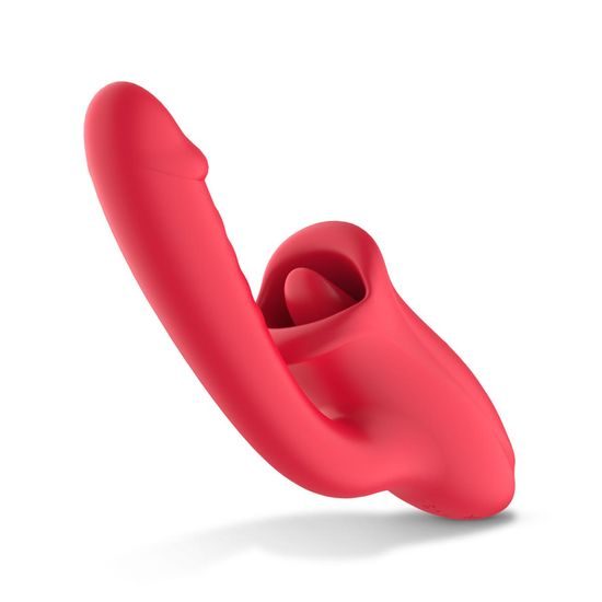 Teazers Dildo with Clitoris Stimulator Red