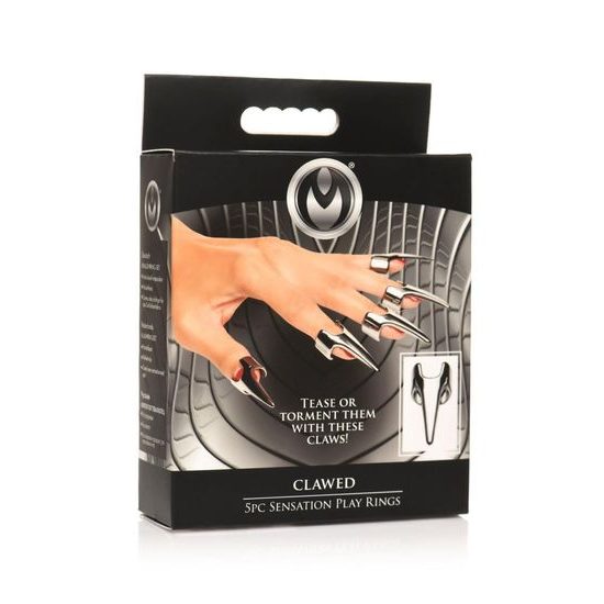 Master Series Clawed 5pc Sensation Play Rings Silver