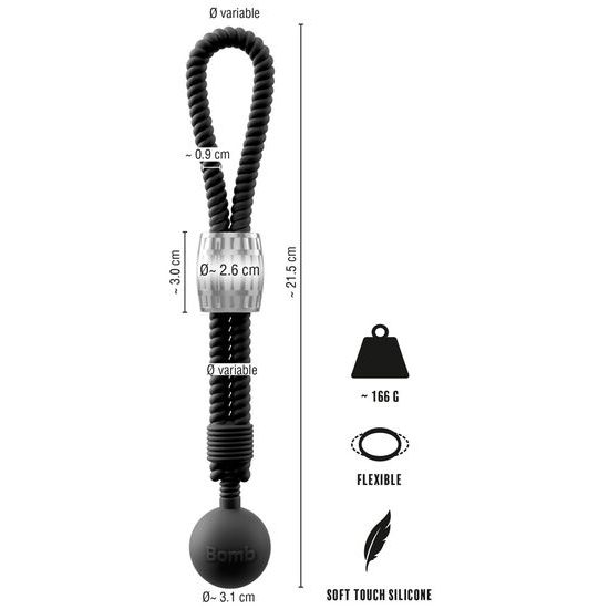 Rebel Heavy Rope Cock Strap with Ball Black