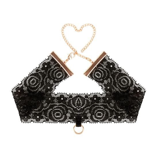 Sada Rosy Gold Lace Cuffs and Collar černá