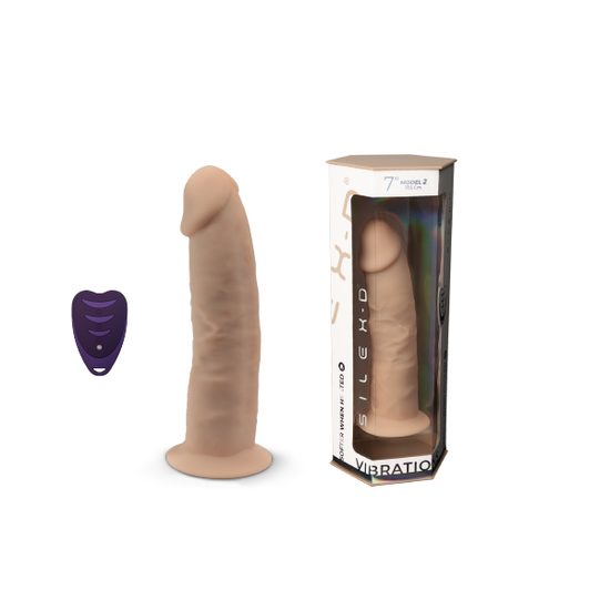 SilexD Model 2 Vibrating Premium Silicone Dual Density Dildo 7" with Remote