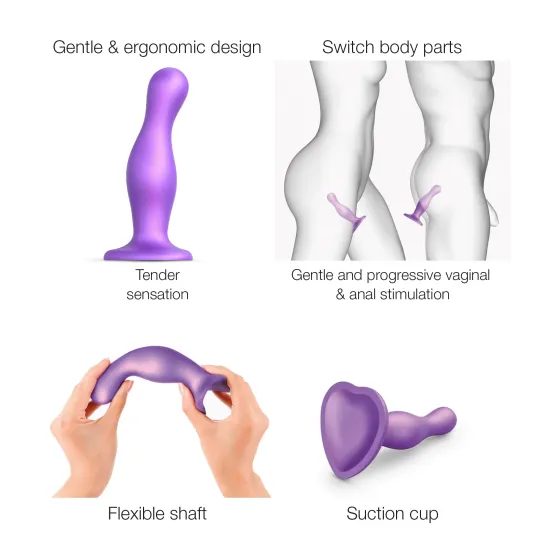 Strap-on-me Curvy XL vlnitý přísavkový dildo fialový
