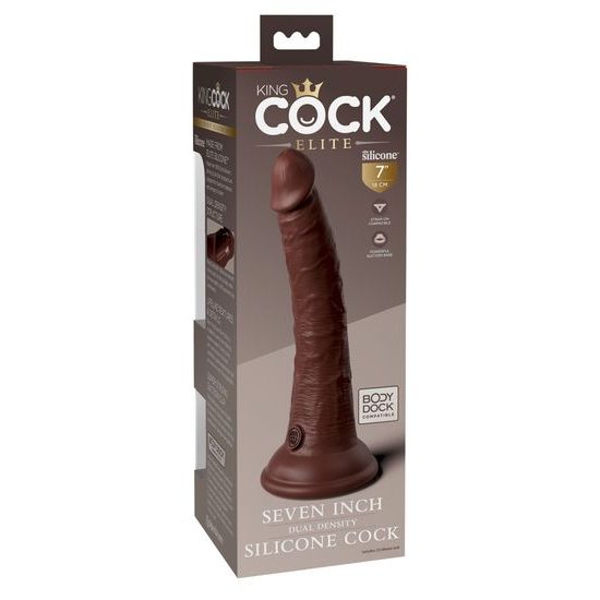 Pipedream King Cock Elite 7 Silicone Dual Density Cock Brown