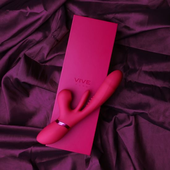 Vive Kura Thrusting G Spot with Flapping Tongue and Pulse Wave Stimulator Pink