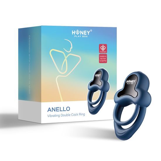 HoneyPlayBox Anello App Controled Vibrating Double Cock Ring Blue