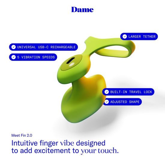 Dame Fin 2.0 Finger Vibrator Quartz