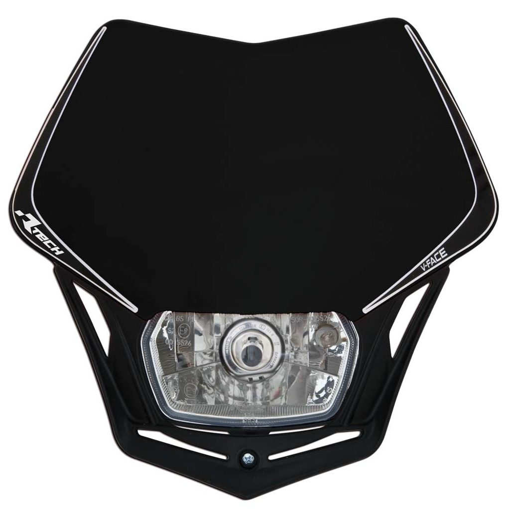 UNI predné maska vrátane svetlá V-Face, RTECH (čierna) - RTECH - Predné  masky enduro RTECH - Plasty RTECH, Plasty, Moto diely - DS MOTO - Motodiely  a motoshop