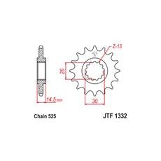 REŤAZOVÉ KOLIESKO PRE SEKUNDÁRNE REŤAZY TYPU 525, JT (16 ZUBOV)