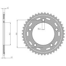 OCEĽOVÁ ROZETA PRE SEKUNDÁRNE REŤAZY TYPU 530, SUNSTAR (44 ZUBOV)