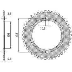 OCEĽOVÁ ROZETA PRE SEKUNDÁRNE REŤAZE TYPU 520, SUNSTAR (38 ZUBOV)