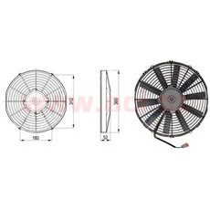 SAHARA UNIVERZÁLNÍ 12 V, VNĚJŠÍ PRŮMĚR 360 MM, PRŮMĚR VRTULE 330 MM, TLOUŠŤKA 52 MM, 7,1 A, PROUD VZDUCHU 1750 M3/H, SÁNÍ