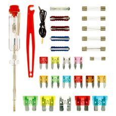 SADA POJISTEK (KULATÉ, SKLENĚNÉ, PLOCHÉ, PLOCHÉ MINI) SE ZKOUŠEČKOU A PINZETOU (SADA 29 KS)