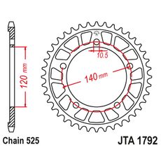 HLINÍKOVÁ REŤAZOVÁ ROZETA JT JTA 1792-43BLK 43T, 525 ČIERNA