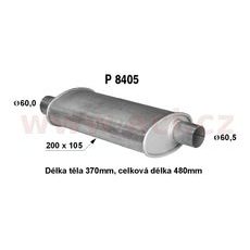 UNIVERZÁLNÍ TLUMIČ PLOCHÝ (TRUBKA 60 MM, DÉLKA 48 CM) (TĚLO 20X10,5 CM, DÉLKA 37 CM) FENNO