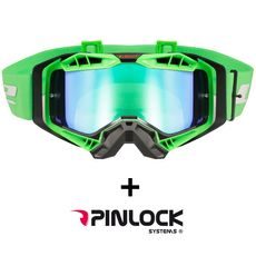 LS2 AURA PRO GOGGLE BLACK H-V GREEN WITH IRIDIUM VISOR