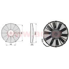 SAHARA UNIVERZÁLNÍ 24 V, VNĚJŠÍ PRŮMĚR 285 MM, PRŮMĚR VRTULE 255 MM, TLOUŠŤKA 52 MM, 4,7 A, PROUD VZDUCHU 1300 M3/H, VÝTLAK