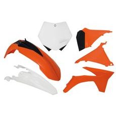 SADA PLASTOV KTM, RTECH (ORANŽOVO-BIELA, 6 DIELOV)
