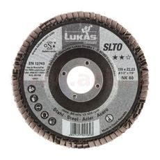 LAMELOVÝ KOTOUČ ŠIKMÝ 115 MM (PRO INOX/OCEL, OCEL, LITINA) HRUBOST P60, LUKAS (NĚMECKO)