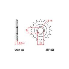 REŤAZOVÉ KOLIESKO PRE SEKUNDÁRNE REŤAZY TYPU 520, JT (13 ZUBOV)