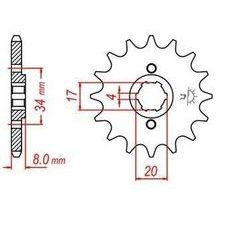 REŤAZOVÉ KOLIESKO PRE SEKUNDÁRNE REŤAZY TYPU 520, JT - ANGLICKO (14 ZUBOV)
