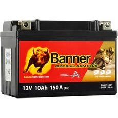 BATERIE AGM PLUS 12V, BGTX12A-4, 10AH, 150A, BANNER BIKE BULL AGM PLUS 150X87X105