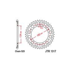 OCEĽOVÁ ROZETA PRE SEKUNDÁRNE REŤAZY TYPU 525, JT (43 ZUBOV)