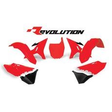 SADA PLASTOV YAMAHA, RTECH (NEON ČERVENÁ-ČIERNA, 6 DIELOV)