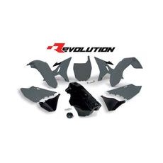 SADA PLASTOV YAMAHA - REVOLUTION KIT PRE YZ 125/250 02-21, RTECH (LIMIT. EDÍCIA QUANTUM GREY, ŠEDO-ČERNÁ, 5 DIELOV, VR. NÁDRŽE