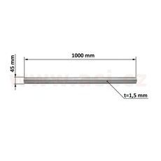 UNIVERZÁLNÍ ROURA VÝFUKU 1 M NEREZ, VNĚJŠÍ PRŮMĚR 45 MM, TL. 1,5 MM TYLL