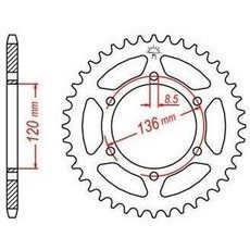 OCEĽOVÁ ROZETA PRE SEKUNDÁRNE REŤAZY TYPU 520, JT - ANGLICKO (43 ZUBOV)