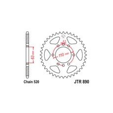 OCEĽOVÁ ROZETA PRE SEKUNDÁRNE REŤAZY TYPU 520, JT (45 ZUBOV)