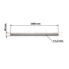 UNIVERZÁLNÍ ROURA VÝFUKU 1 M NEREZ, VNĚJŠÍ PRŮMĚR 60 MM, TL. 1,2 MM TYLL