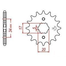 REŤAZOVÉ KOLIESKO PRE SEKUNDÁRNE REŤAZY TYPU 428, JT - ANGLICKO (17 ZUBOV)