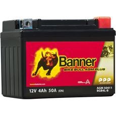 BATERIE AGM PLUS 12V, BGB4L-B, 4AH, 50A, BANNER BIKE BULL AGM PLUS 120X70X91