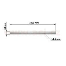 UNIVERZÁLNÍ ROURA VÝFUKU 1 M NEREZ, VNĚJŠÍ PRŮMĚR 63 MM, TL. 1,5 MM TYLL