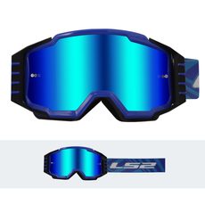 LS2 CHARGER PRO GOGGLE BLUE WITH IRIDIUM VISOR